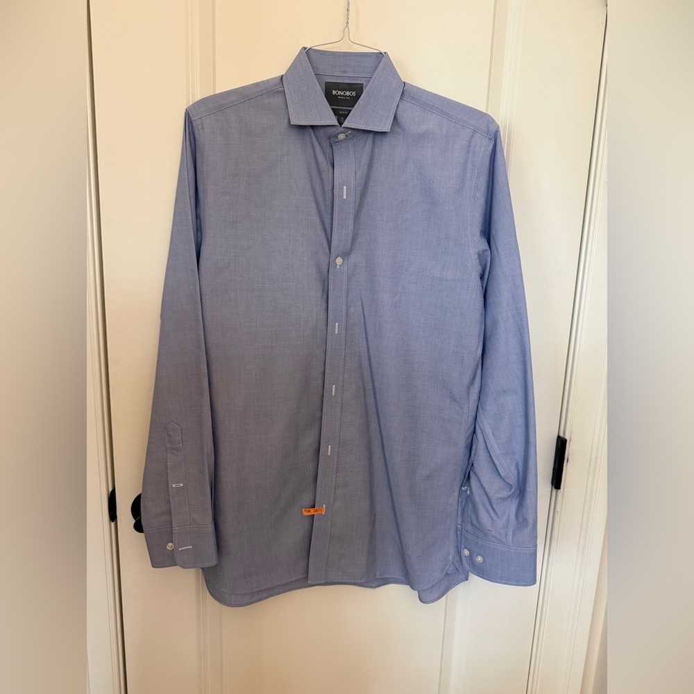 Bonobos Men's Slim Fit Blue Dress Shirt 16 x 36